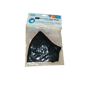 Boomer Naturals Reusable Face Mask Black Medium 3-Ply Cotton Nano-Silver #649